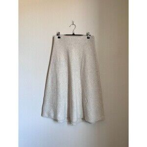 Uniqlo Wool Blend A-Line Midi Flare Skirt in Heather Ivory Size MEDIUM